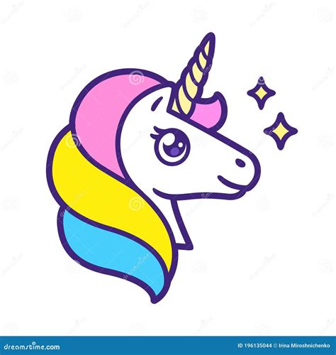 Cartoon Unicorn head stock vector. Illustration of fairy - 196135044