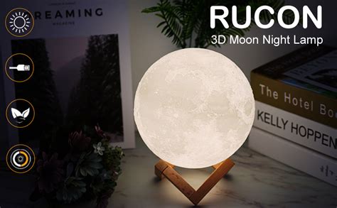RUCON® 3D Moon lamp 7 Multi Colors Changing Touch Sensor for Adult and ...