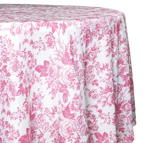 French Toile 132" Round Tablecloth - Pink - CV Linens™