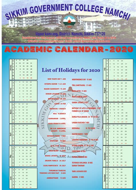 Academic Calendar - Sikkim Government College, Namchi