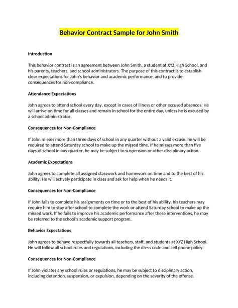 Free Printable Behavior Contract Templates [PDF, Word] Home, Adults