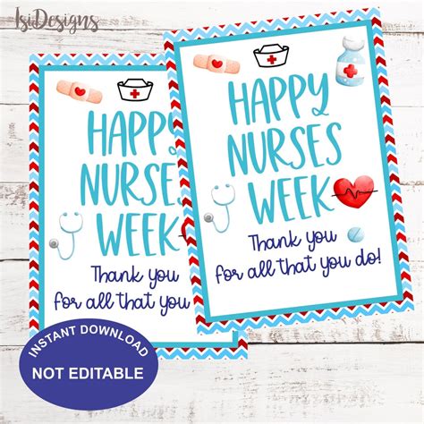 Happy Nurses Week Gift Tags Printable Appreciation Week Gifts Ideas ...