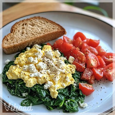 Scrambled Eggs with Spinach and Feta on Whole Grain Toast – Vihaad Recipes