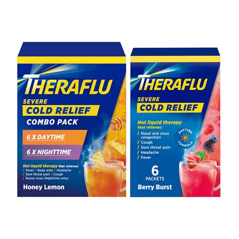 Theraflu Combo Daytime and Nighttime Severe Cold Relief Honey Lemon ...