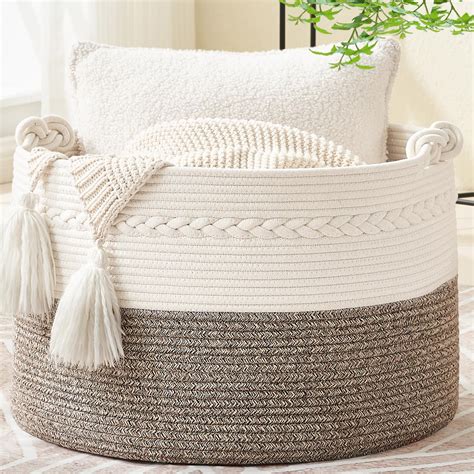 KAKAMAY Large Blanket Basket (20"x13"),Woven Baskets for storage Baby ...