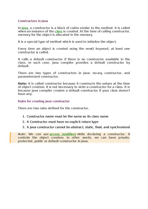 Constructors in Java - oops - Constructors in Java In Java, a ...