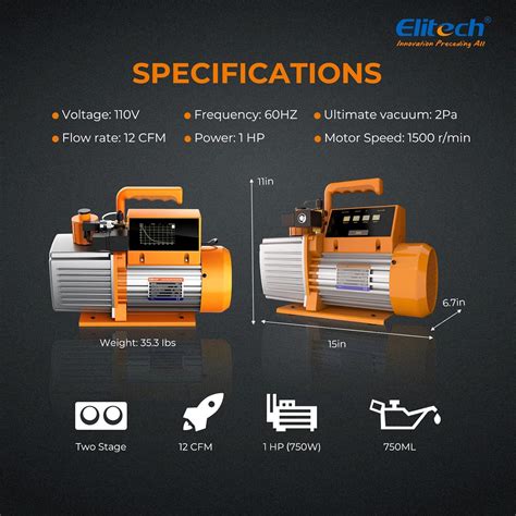 Buy Elitech 12 CFM Vacuum Pump Intelligent HVAC Vacuum Pump 2 Stage App ...