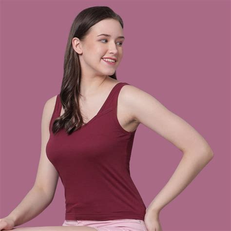 Women's Regular Fit Cotton Sleeveless U Neck Spaghetti Slips Camisoles ...