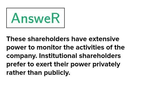 which of the following statement regarding institutional shareholders ...