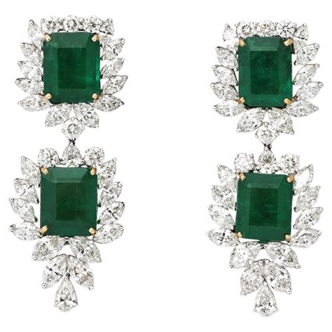 Emerald Cut Tanzanite and Diamond Drop Earrings at 1stDibs | emerald ...