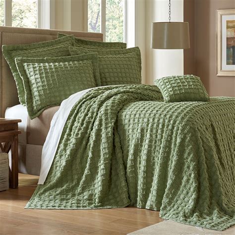 Waffle Chenille Bedspread Collection | Plus Size Bedspreads | Green ...