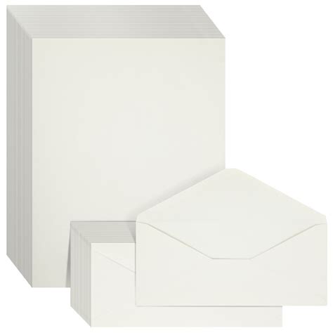 100-Pc Ivory Cotton Stationery Set: Paper & Envelopes for Letters ...