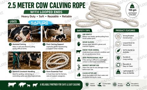 2.5 Meter Cow Calving Rope with Looped Ends – Heavy Duty Cattle ...