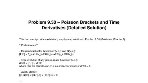 Goldstein PHYS 9.30 Detailed Solution: Poisson Brackets & Time ...