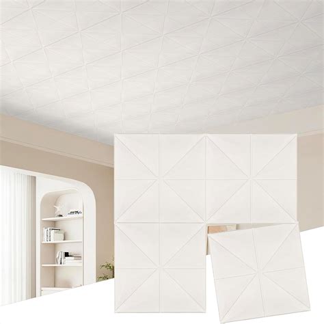 Peel and Stick Ceiling Tiles Foam 13.8x13.8 inch, 16 Pcs Covering 21 sq ...