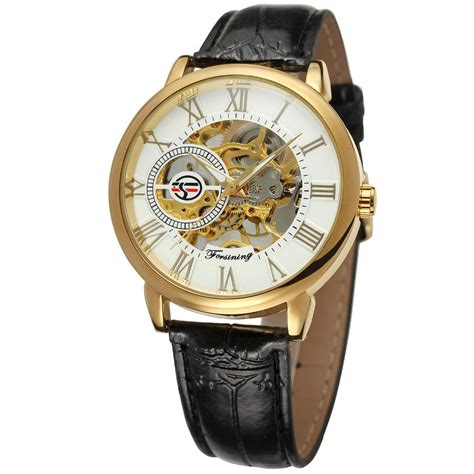 Forsining Men’s Retro Mechanical Watch – Skeleton Dial with Leather St ...