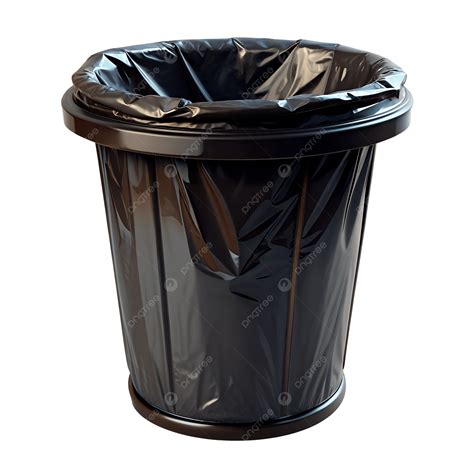 Black Trash Can With Liner 3d Render Clipart Illustration, Black Trash ...