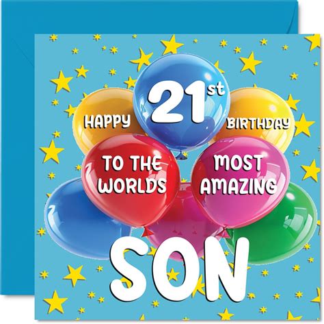 21st Son Birthday Card - World's Most Amazing Son - Happy 21st Birthday ...
