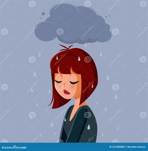 Sad Anxious Woman Feeling Depressed Vector Illustration Stock Vector ...