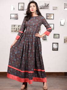 LEHERIYA LYRIC - Hand Block Printed Cotton Long Dress With Back Detail ...