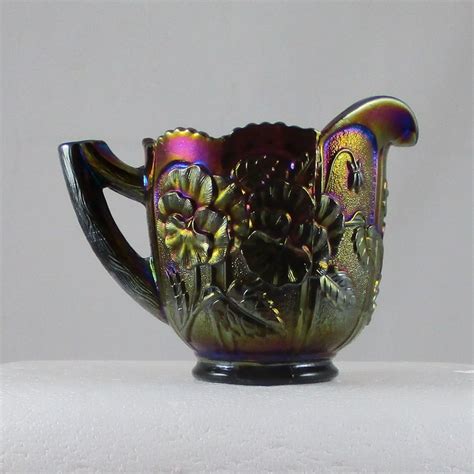 Antique Imperial Purple Pansy Carnival Glass Creamer & Sugar Set ...
