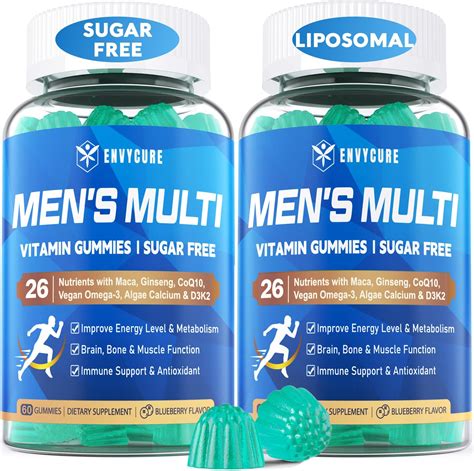 Amazon.com: Multivitamin for Men Gummies, Vitamins A C D3 K2 E B, Zinc, Vegan Omega 3, CoQ10 ...