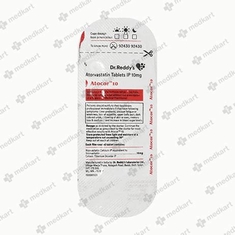 ATOCOR 10MG TABLET 15'S, Price, Composition & Generic Alternatives ...