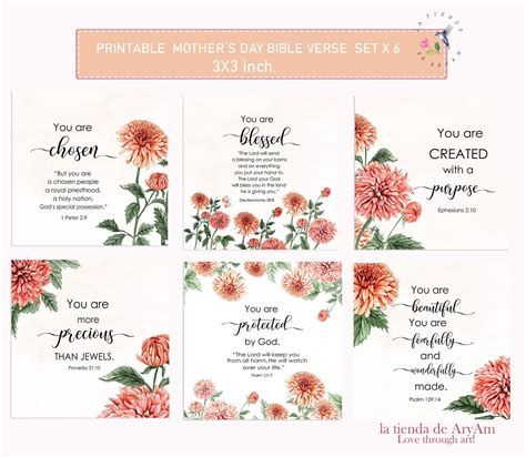 Printable Mother's Day Scripture Cards, Women Bible Verse Cards, Mother ...