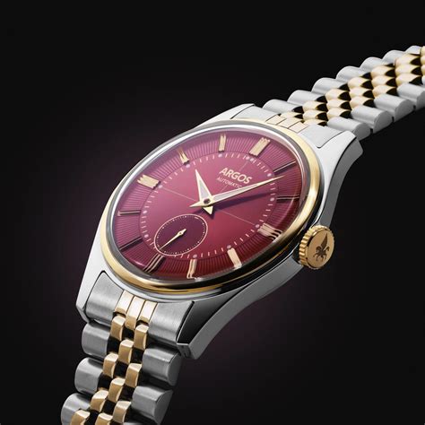 Argos Apollo III - Wine Red Silver with Italian Suede Leather Strap