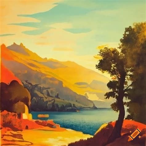 Spanish landscape vintage poster