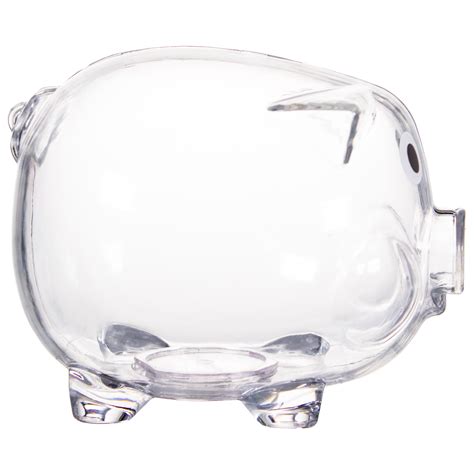 Clear Plastic Piggy Bank - Non Light Up Novelties & Toys