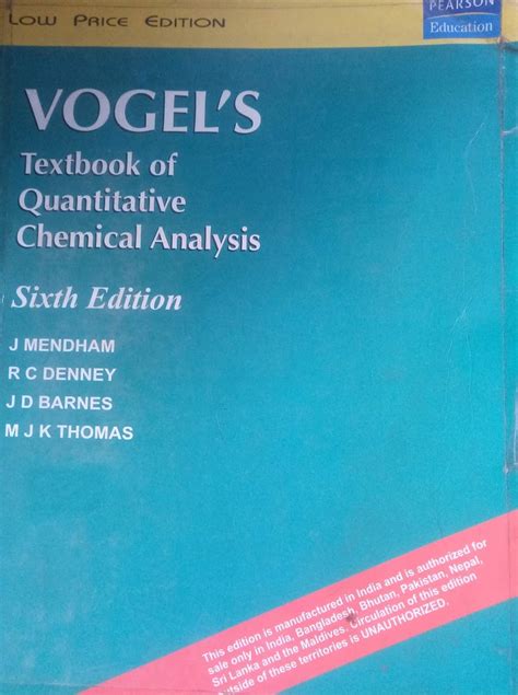 Buy VOGELS TXTBK QUANTITATIVE CHEM ANALYSIS Book Online at Low Prices ...