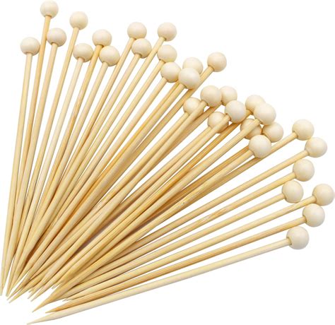 Amazon.com | BLUE TOP 4.7 in 200PCS Wooden Ball Food Cocktail Picks ...