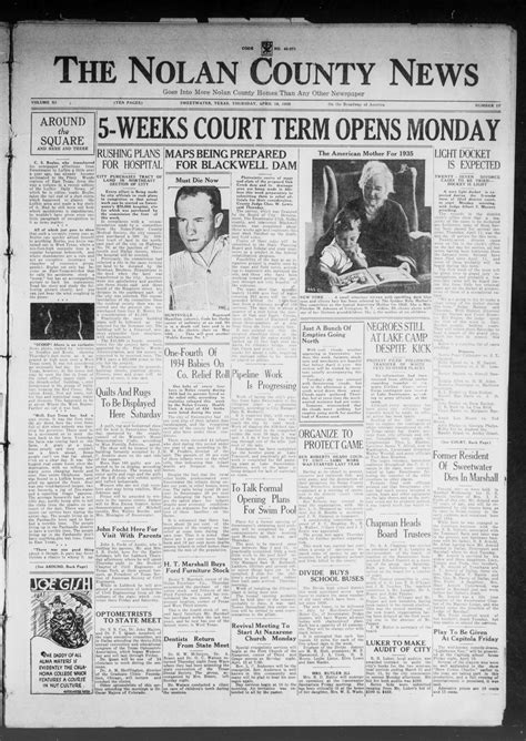 The Nolan County News (Sweetwater, Tex.), Vol. 11, No. 17, Ed. 1 ...