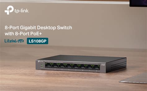TP-Link LS108GP 8-Port Gigabit Desktop Ethernet Switch with 8-Port PoE+ ...