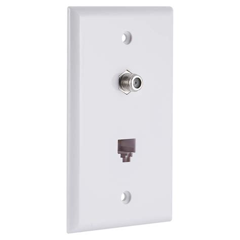 GE Coaxial and Telephone Jack Wall Plate, 1 Pack, Single Gang Box, Coax ...