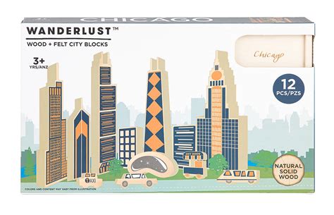 Once Kids Wanderlust City Blocks Chicago - Wooden Block Play Set