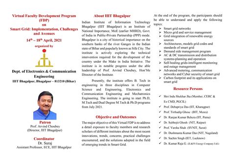 FDP on "Smart Grid: Implementation, Challenges and Avenues" from 14th ...