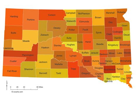 South Dakota State Maps: Counties (All 66 Counties) | CCCarto