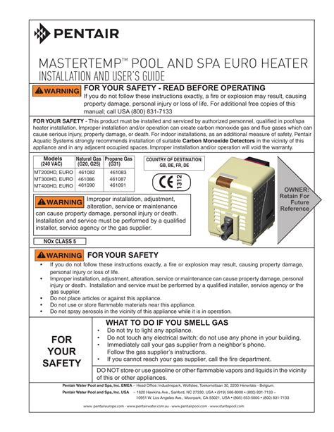 Pentair MasterTemp 200-300-400 Manual | Manualzz