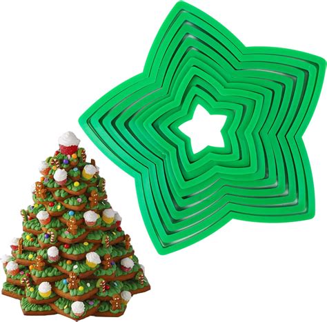 Amazon.com: KAISHANE 10pcs 3D Christmas Tree Cookie Cutter Set-Star ...