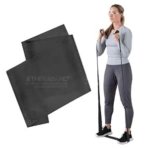 THERA-BAND 5ft Resistance Exercise Band Latex Bands BLACK 5FT : Amazon ...