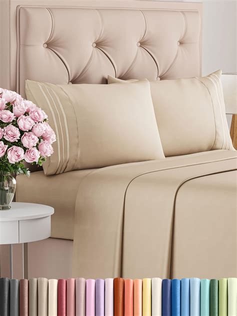 Full Size 4 Piece Sheet Set - Comfy Breathable & Cooling Bed Sheets Set ...