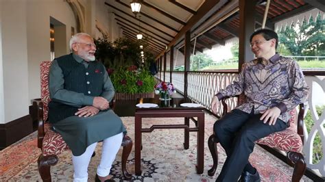 PM Modi meets counterpart Lawrence Wong at iconic Sri Temasek in Singapore