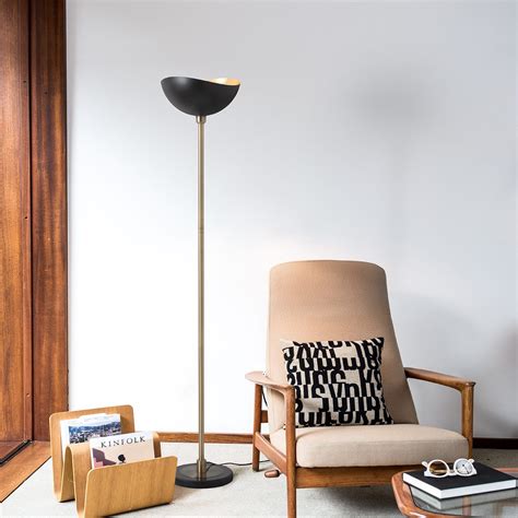 Luna Bella Torchiere Floor Lamp – Matte Black & Gold-Leaf Shade ...