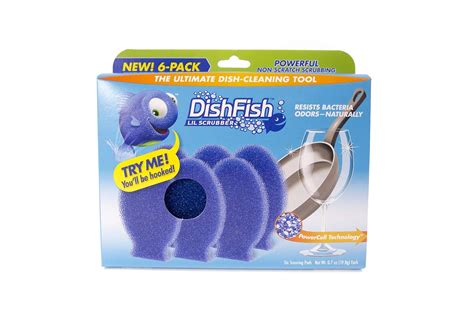 DishFish Lil Scrubber CP103-6, Multi-Purpose Cleaning Sponge, 6-Pack ...