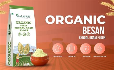 Vivek & Pure Organic Besan 1kg | Bengal Gram Flour r | Chana Dal Besan ...