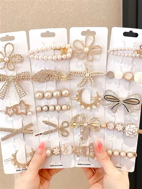 See related image detail. Kit com 5 pçs Grampos de Cabelo Presilhas Elegante Pérolas Strass ...