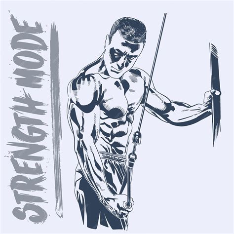 Triceps cable pushdown exercise vector fitness illustration muscle ...