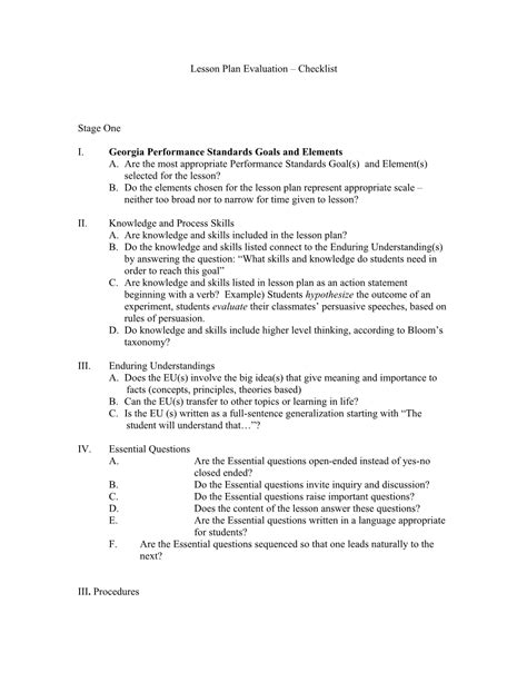 Image result for Evaluation in Lesson Plan Example